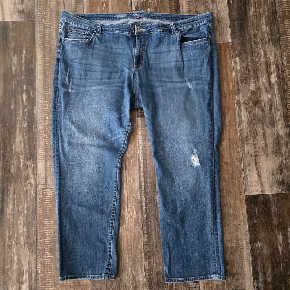 Kut From the Kloth Woman's Distressed High Rise Blue Jeans Size 24w